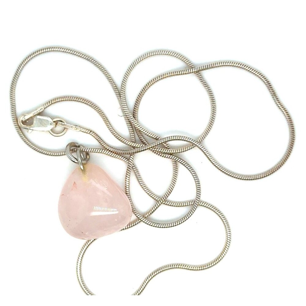 Pink Quartz Sterling Silver Chain Necklace - Picture 6 of 8